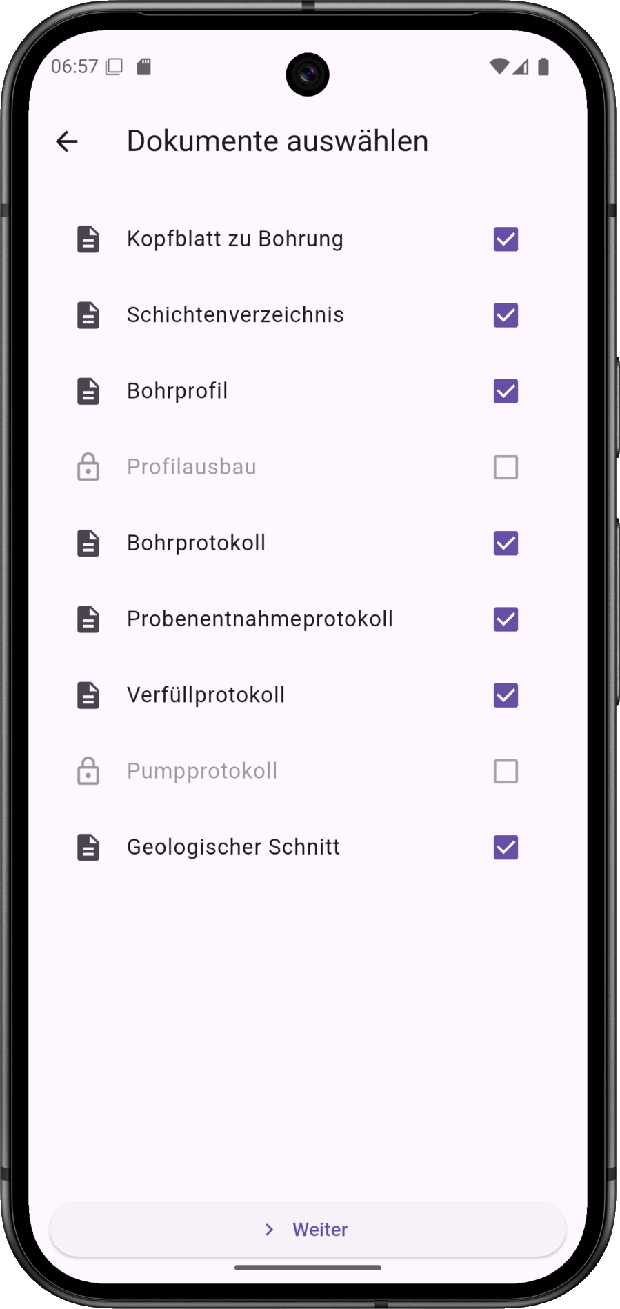 Dokumentenauswahl